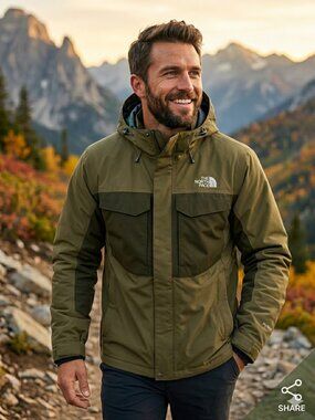 Vintage The North Face HyVent Insulated Waterproof Jacket Mens M Olive Green